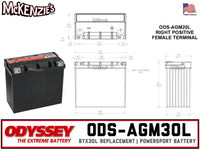 Odyssey Battery ODS-AGM30L Dimensions | BTX30L