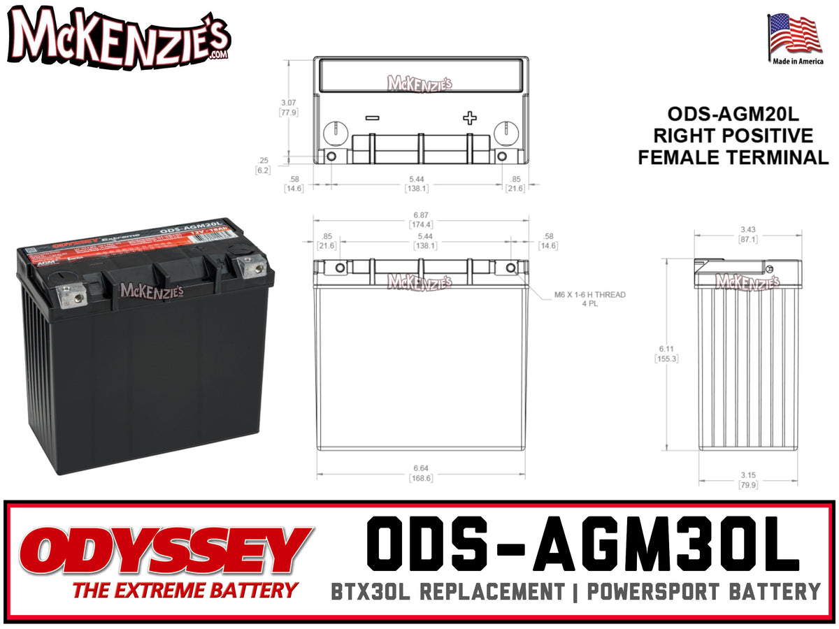 Odyssey ODS-AGM30L Battery | BTX30L| McKenzie's