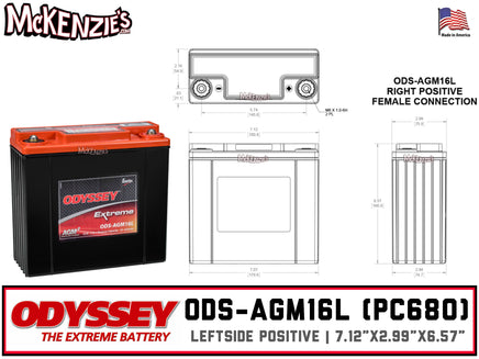 Odyssey_ODS-AGM16L_PC680_Battery Dimensions