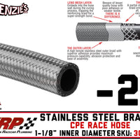 -20 Stainless Steel Braided CPE Race Hose | 1.125" ID - 1.437" OD | XRP 300020