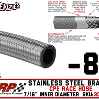-8 Stainless Steel Braided CPE Race Hose | .438" ID - .641" OD | XRP 300008