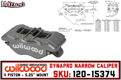 Wilwood 120-15374 | Dynapro Narrow Caliper | 4-Piston x .38