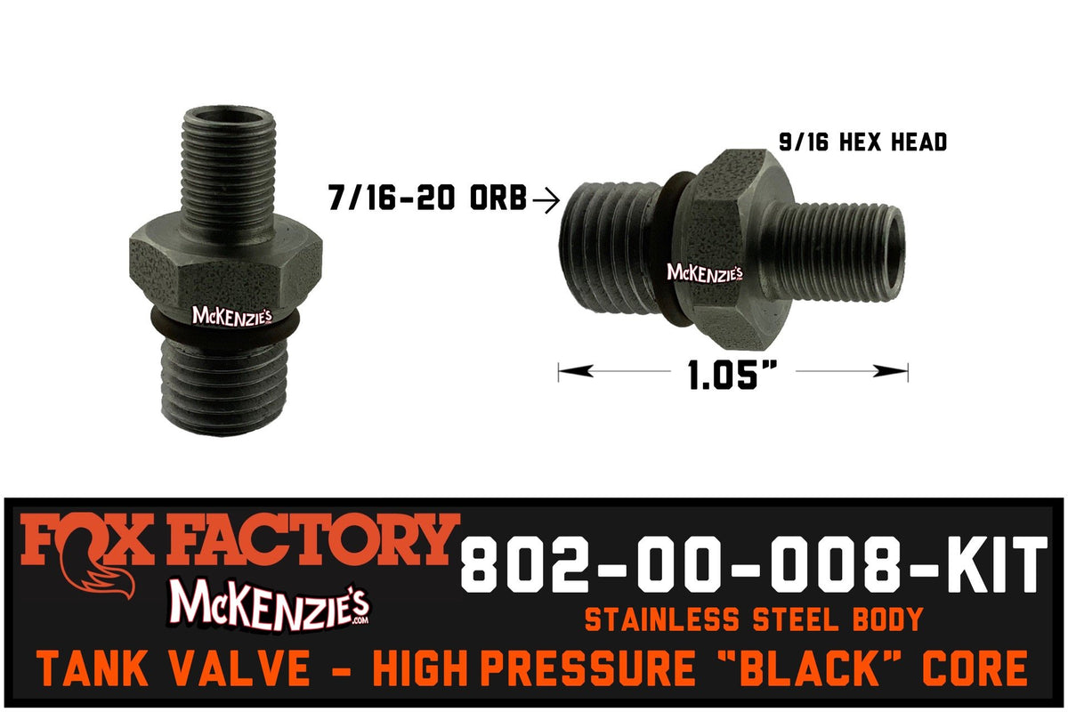 Fox 802-00-008-KIT Schrader | 7/16-20 ORB SS Tank Valve| McKenzie's
