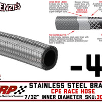 -4 Stainless Steel Braided CPE Race Hose | .219" ID - .438" OD | XRP 300004