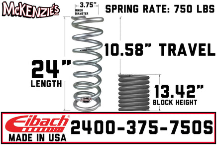 Eibach 2400.375.0750S | 24.00" Long x 3.75" ID x 750lb Shock Coil