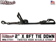 2" x 8ft Tie Down with Axle Strap | Twisted Hook | USA MADE | 27001-USA