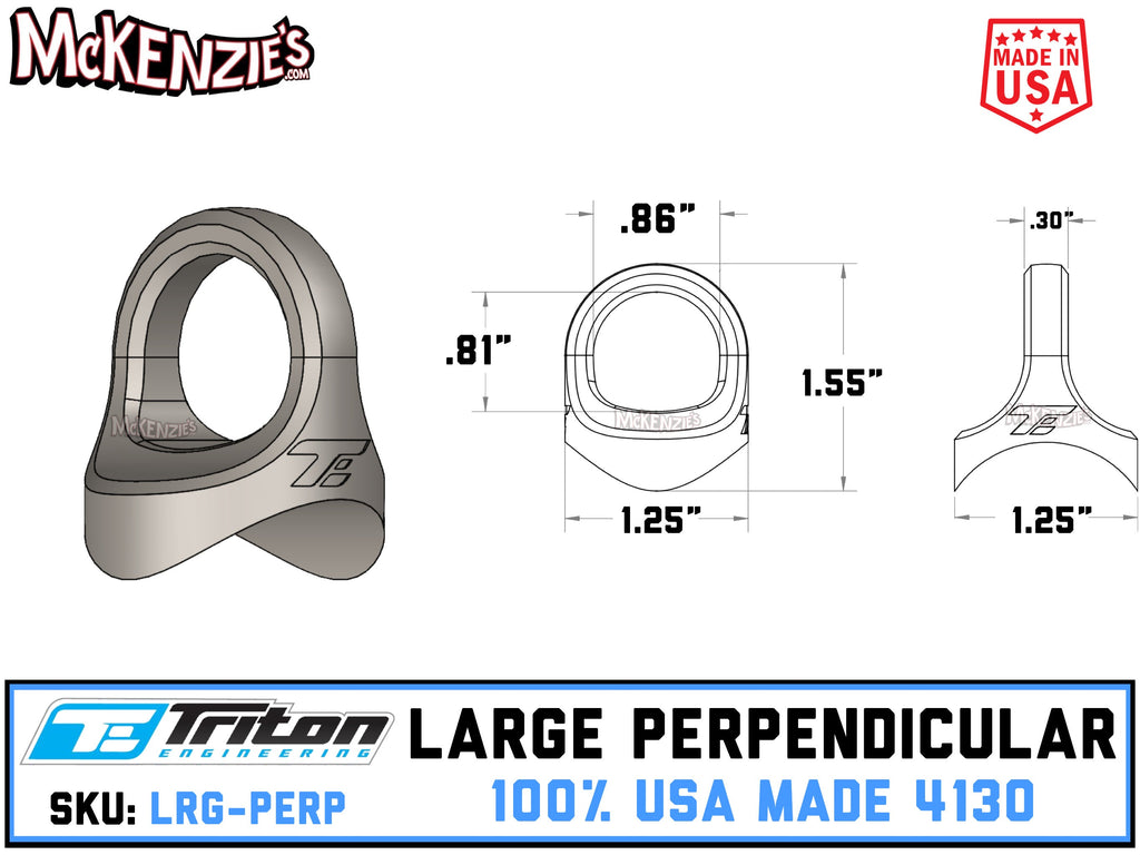 Large Perpendicular Weld On Eyelets | .86" ID x 1.50" Radius | USA-4130 | Triton Engineering