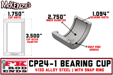 FK Bearing Uniball Cup | CP24-1 Dimensions