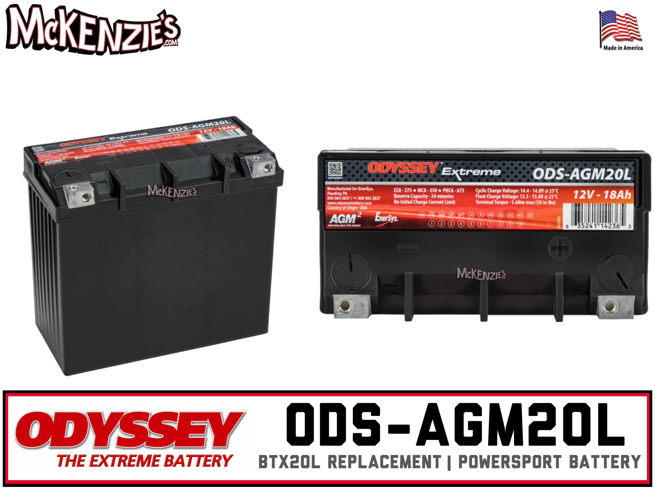 Odyssey ODS-AGM20L Battery | BTX20L| McKenzie's