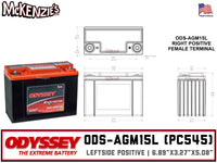 Odyssey_ODS-AGM15L_PC545_Battery Dimensions