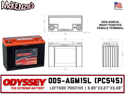 Odyssey_ODS-AGM15L_PC545_Battery Dimensions