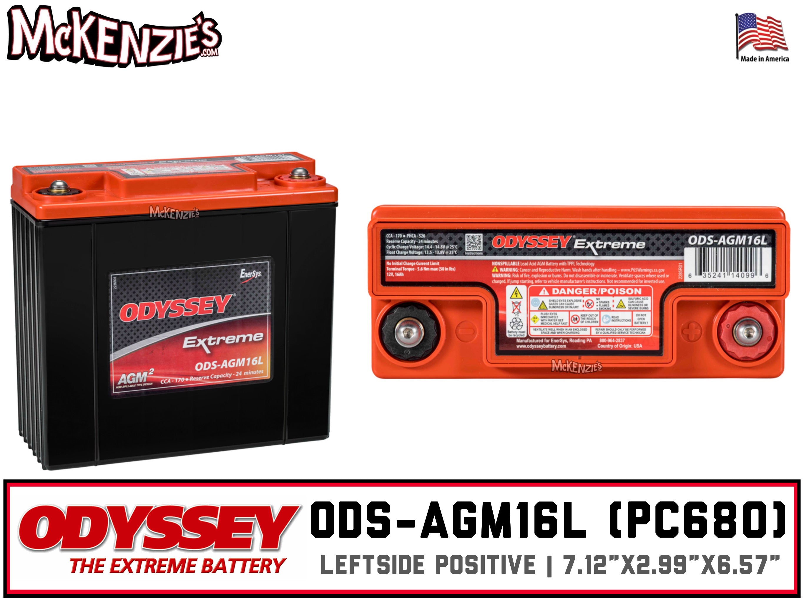 Odyssey ODS-AGM16L Battery | PC680| McKenzie's