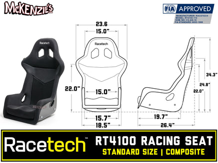 RaceTech RT4100 Racing Seat Dimensions