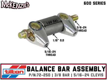 TILTON 72-250 BALANCE BAR DIMENSIONS