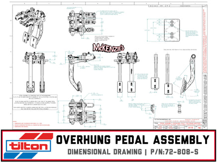 TILTON 72-808-S OVERHUNG PEDAL ASSEMBLY DIMENSIONAL DRAWING