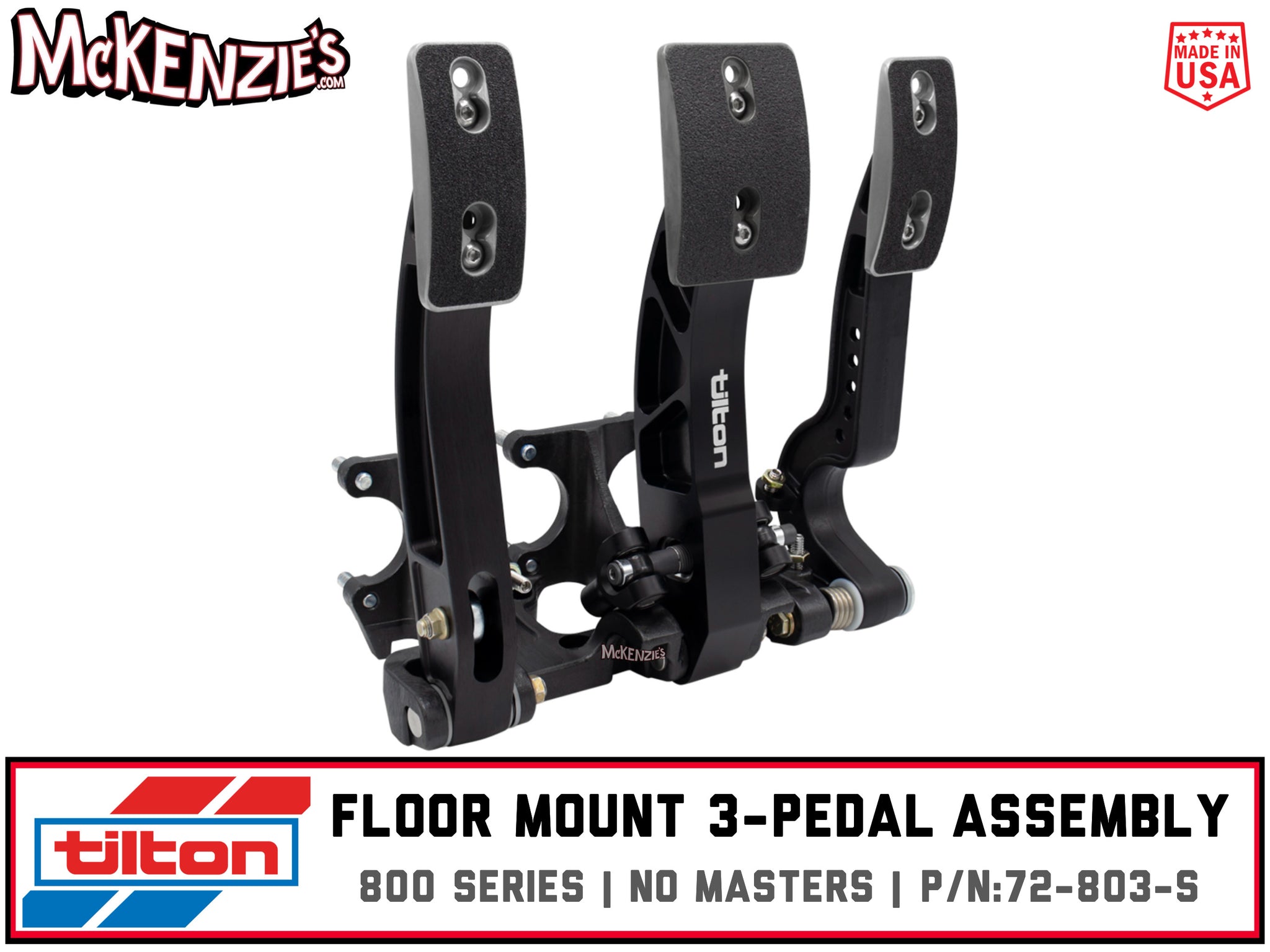 Tilton 800-Series 3-pedal Floor Mount Pedal Assembly| McKenzie's