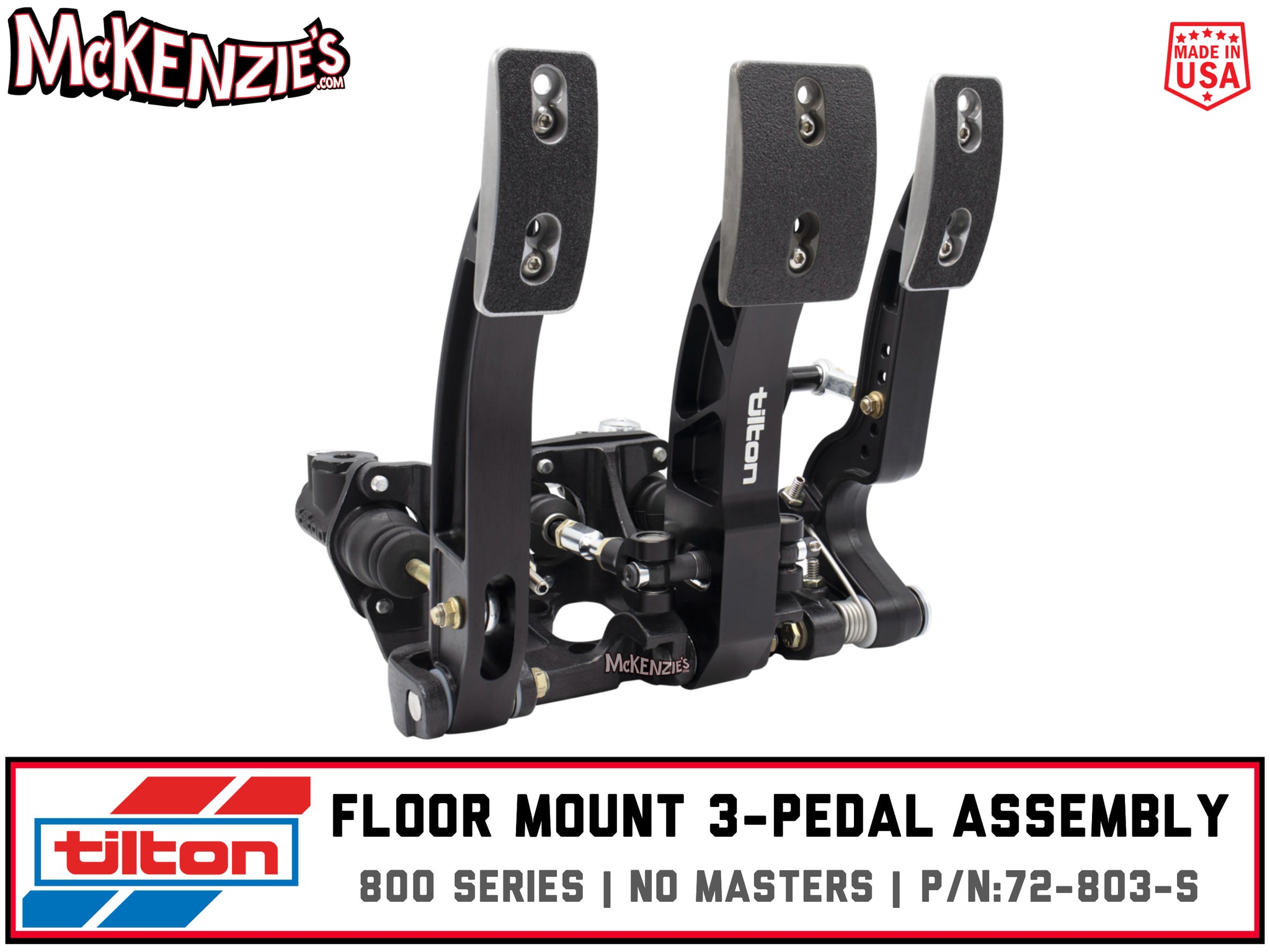 Tilton 800-Series 3-pedal Floor Mount Pedal Assembly| McKenzie's