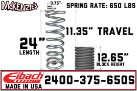 Eibach 2400.375.0650S | 24.00" Long x 3.75" ID x 650lb Shock Coil