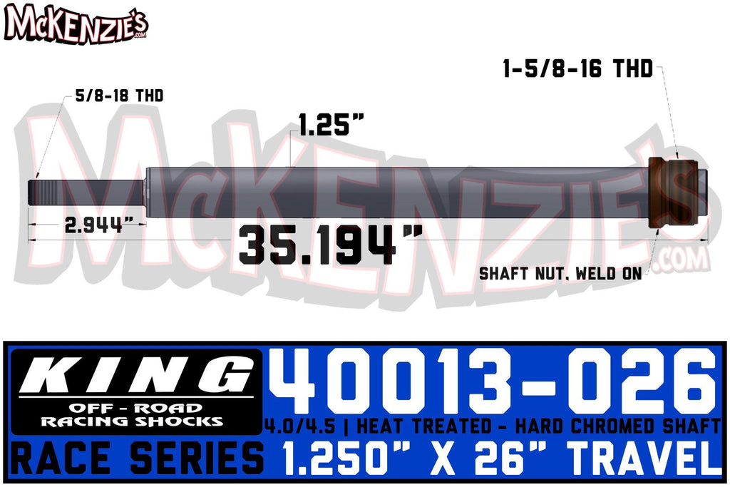 King Shocks 40013-W26 | 1.250" X 26" Travel Shaft | 4.0/4.5 Race Series | King 40013-026