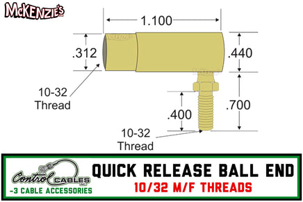 10/32 Cable Ball End - Quick Disconnect | Control Cable |175-403-003-Q