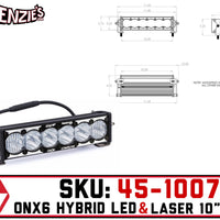 Baja Designs 45-1007 | OnX6 10" Bar | Hybrid LED & Laser