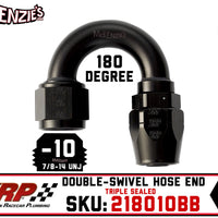 -10AN 180˚ Triple Sealed Hose End | Double-Swivel | XRP 218010BB