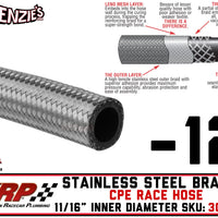 -12 Stainless Steel Braided CPE Race Hose | .688" ID - .928" OD | XRP 300012