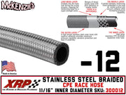 -12 Stainless Steel Braided CPE Race Hose | .688" ID - .928" OD | XRP 300012