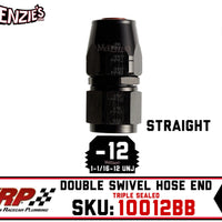 -12AN 0˚ Triple Sealed Hose End | Double-Swivel | XRP 100012BB