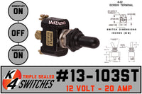 K4 Sealed Toggle Switches - Single Pole