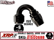 -6AN 150˚ Triple Sealed Hose End | Double-Swivel | XRP 215006BB