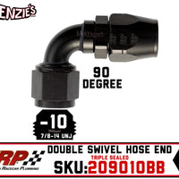 -10AN 90˚ Triple Sealed Hose End | Double-Swivel | XRP 209010BB