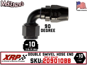 -10AN 90˚ Triple Sealed Hose End | Double-Swivel | XRP 209010BB