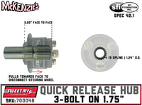 Sweet Steering Wheel Quick Release | 3-Bolt on 1.75" | 801-70004B