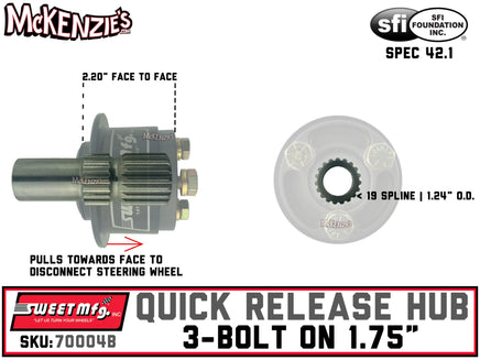 Sweet Steering Wheel Quick Release | 3-Bolt on 1.75" | 801-70004B