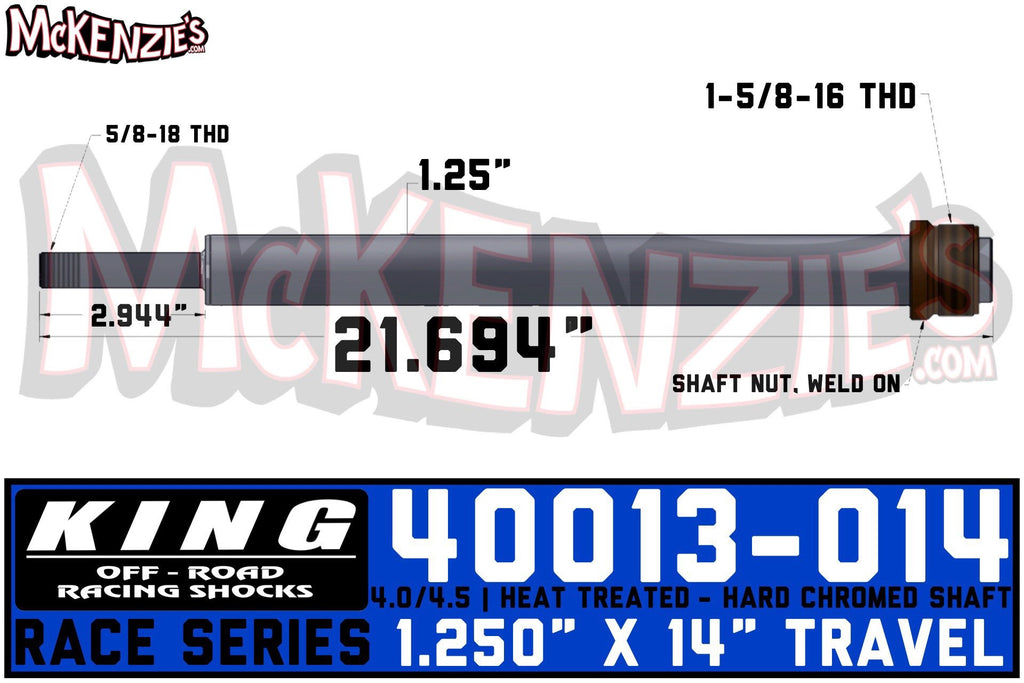 King Shocks 40013-W14 | 1.250" X 14" Travel Shaft | 4.0/4.5 Race Series | King 40013-014