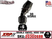 -6AN 30˚ Triple Sealed Hose End | Double-Swivel | XRP 203006BB