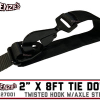 2" x 8ft Tie Down with Axle Strap | Twisted Hook | USA MADE | 27001-USA