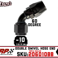 -10AN 60˚ Triple Sealed Hose End | Double-Swivel | XRP 206010BB