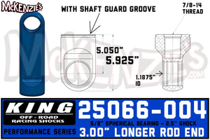 King 25066-004 | 2.5" Shock Rod End w/Shaft Guard Groove