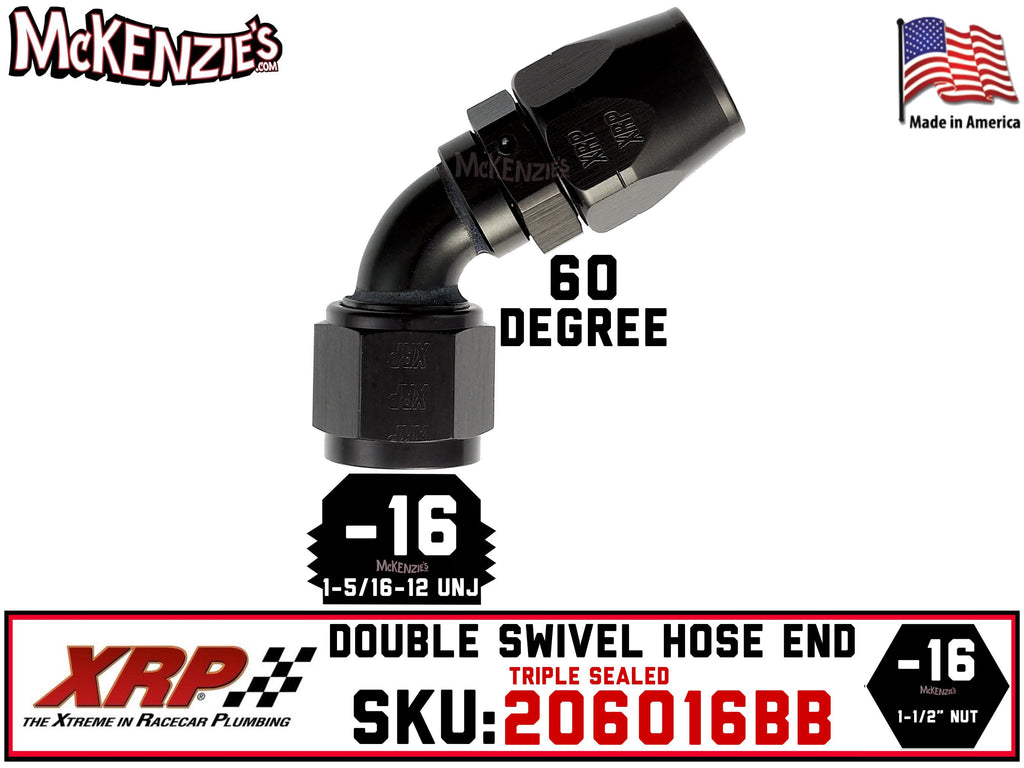 -16AN 60˚ Triple Sealed Hose End | Non-Swivel | XRP 206016BB