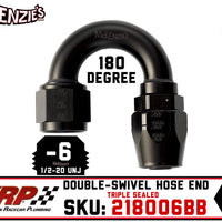 -6AN 180˚ Triple Sealed Hose End | Double-Swivel | XRP 218006BB