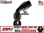 -8AN 60˚ Triple Sealed Hose End | Double-Swivel | XRP 206008BB