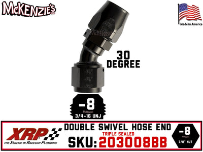-8AN 30˚ Triple Sealed Hose End | Double-Swivel | XRP 203008BB
