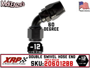 -12AN 60˚ Triple Sealed Hose End | Double-Swivel | XRP 206012BB