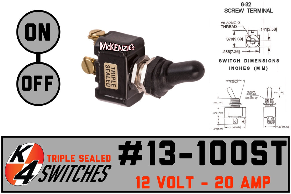 K4 Sealed Toggle Switches - Single Pole | McKenzie's