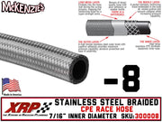 -8 Stainless Steel Braided CPE Race Hose | .438" ID - .641" OD | XRP 300008