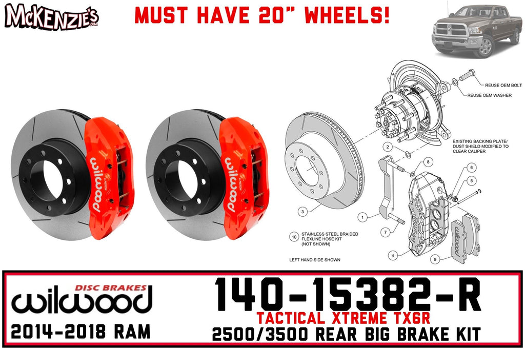 Wilwood 140-15382-R | Rear TX6R Big Brake Kit | 2014-2018 Ram 2500/3500