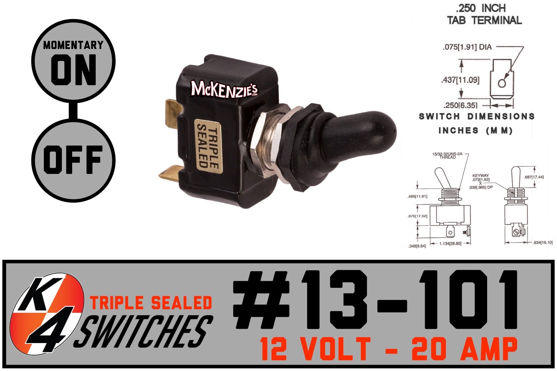 K4 Sealed Toggle Switches - Single Pole| McKenzie's