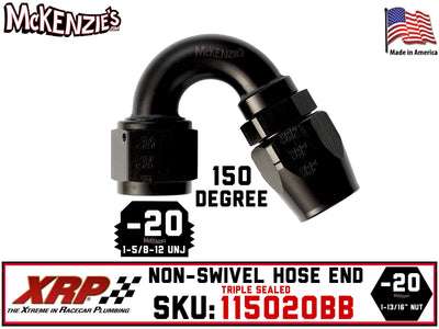 -20AN 150˚ Triple Sealed Hose End | Non-Swivel | XRP 115020BB